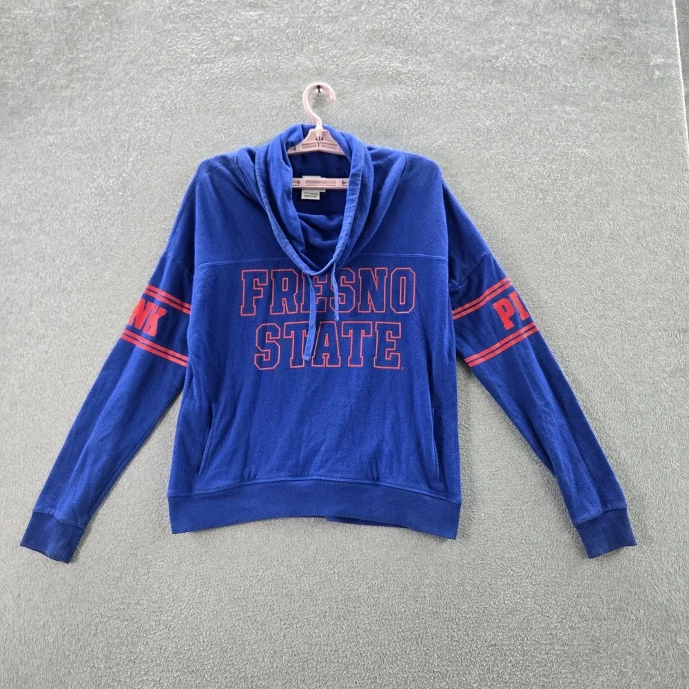 Fresno State Bulldogs Women Sweatshirt S Blue PINK Victoria's Secret Fleece Logo